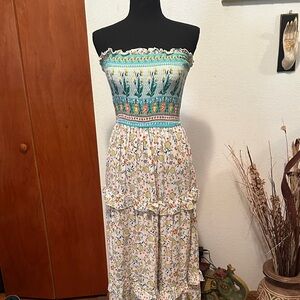 Floral Strapless Maxi Dress